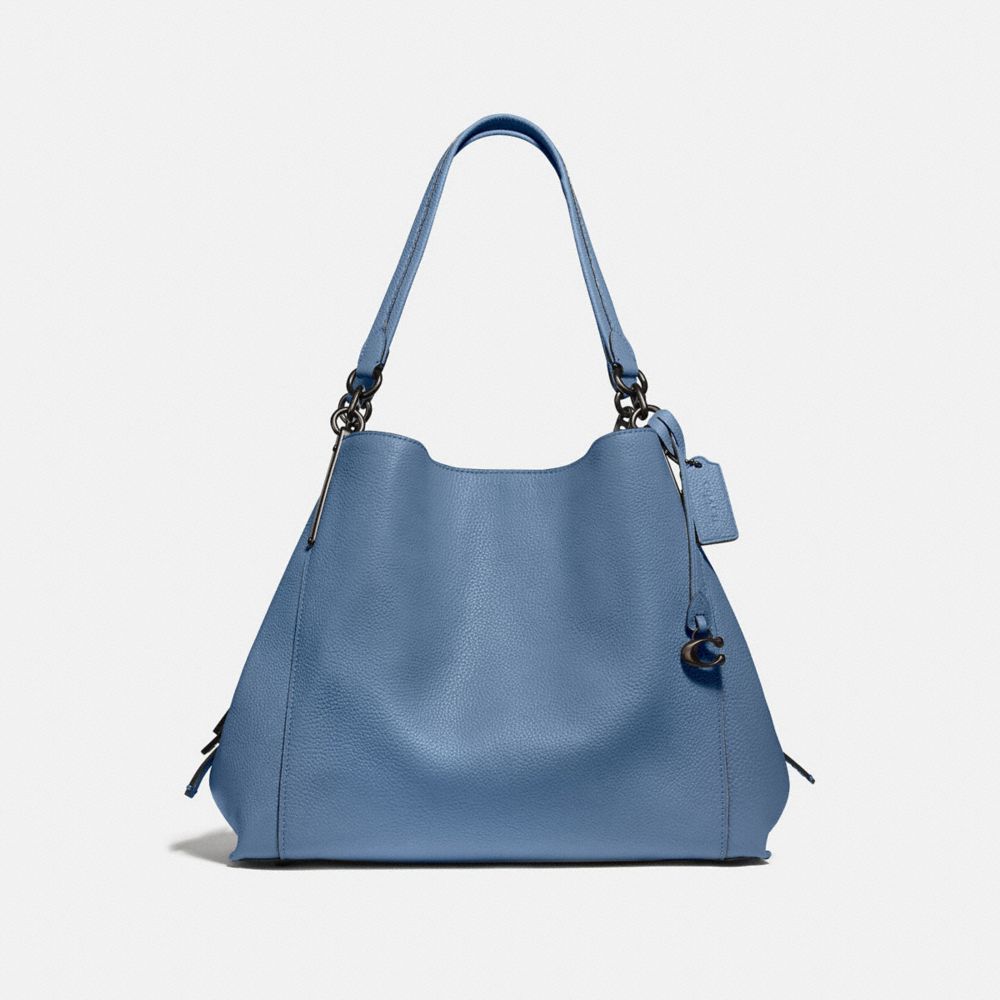 COACH®,DALTON 31,Pebbled Leather,Large,Pewter/Stone Blue,Front View