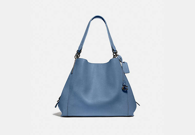 COACH®,DALTON 31,Pebbled Leather,Large,Pewter/Stone Blue,Front View