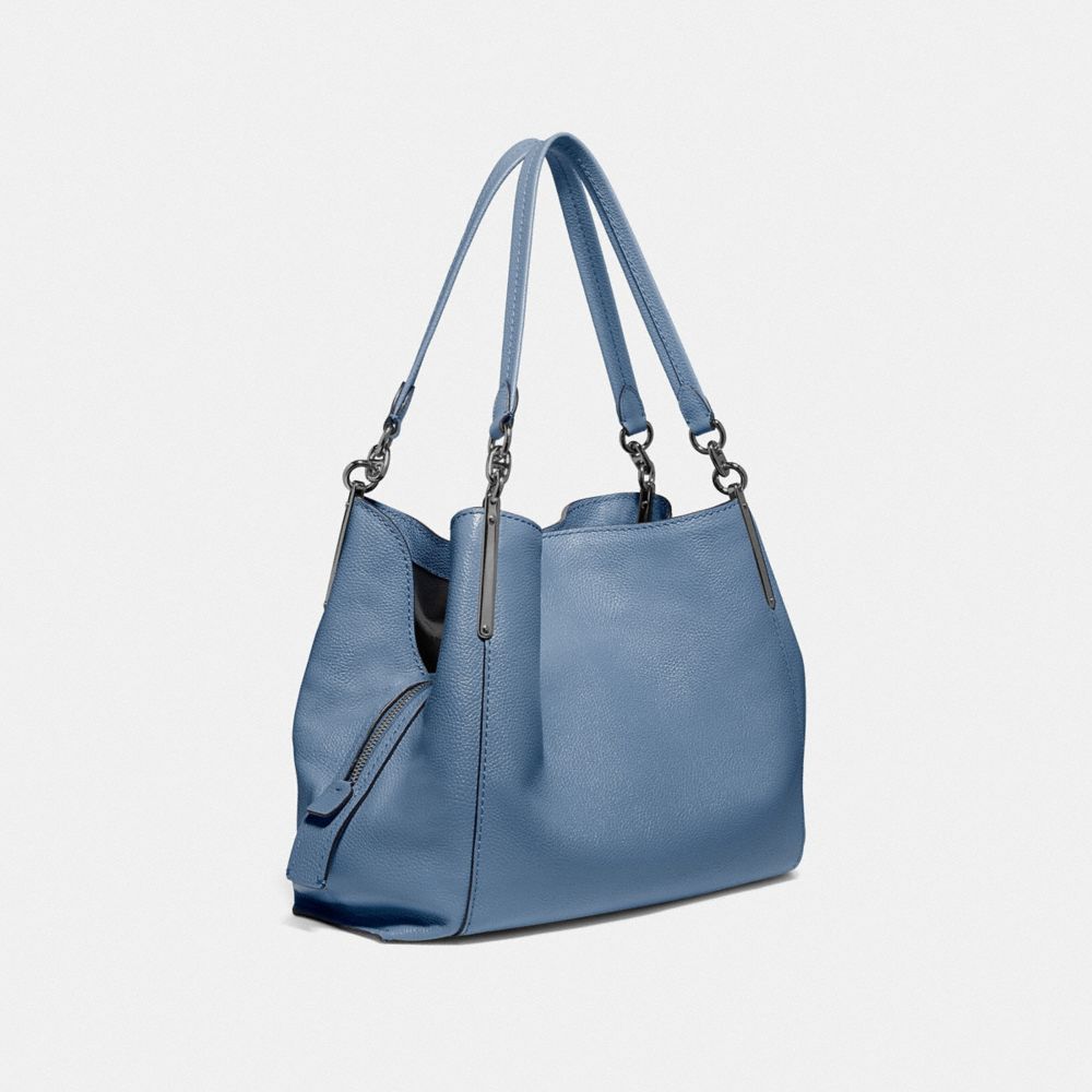 COACH®,DALTON 31,Pebbled Leather,Large,Pewter/Stone Blue,Angle View