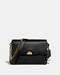 COACH®,DREAMER SHOULDER BAG,Leather,Medium,Brass/Black,Front View