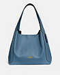 COACH®,HADLEY HOBO,Pebbled Leather,X-Large,Brass/Lake,Front View