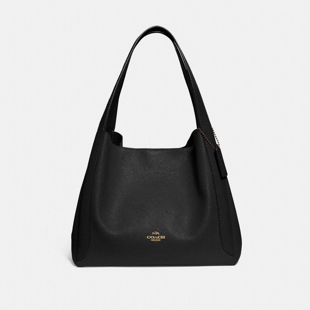 COACH®,HADLEY HOBO,Pebbled Leather,X-Large,Gold/Black,Front View
