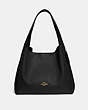 COACH®,HADLEY HOBO,Pebbled Leather,X-Large,Gold/Black,Front View