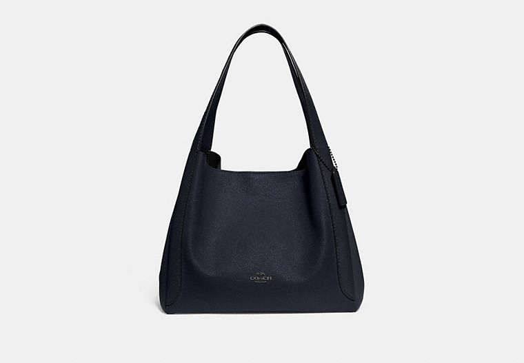 COACH®,HADLEY HOBO,Pebbled Leather,X-Large,Gunmetal/Midnight Navy,Front View