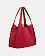 COACH®,HADLEY HOBO,Pebbled Leather,X-Large,Gunmetal/Red Apple,Angle View