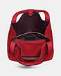 COACH®,HADLEY HOBO,Pebbled Leather,X-Large,Gunmetal/Red Apple,Inside View,Top View