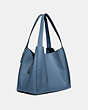 COACH®,HADLEY HOBO,Pebbled Leather,X-Large,Gunmetal/Stone Blue,Angle View
