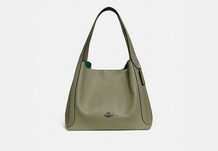 COACH®,HADLEY HOBO,Pebbled Leather,X-Large,Pewter/Light Fern,Front View