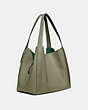 COACH®,HADLEY HOBO,Pebbled Leather,X-Large,Pewter/Light Fern,Angle View