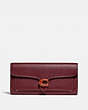 COACH®,PORTEFEUILLE LONG TABBY,Cuir,Laiton/Rouge vin,Front View