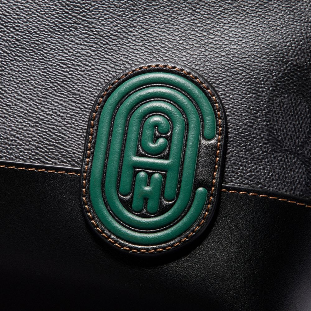 COACH®,Academy Tote In Signature Canvas With Coach Patch,,Closer View