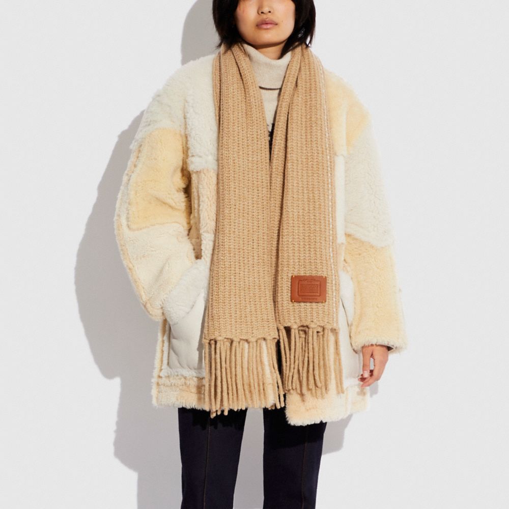 COACH®,Shearling Earmuffs & Chunky Oversized Muffler,