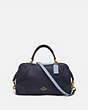 COACH®,LANE SATCHEL IN COLORBLOCK,Leather,Medium,Brass/Ink Multi,Front View