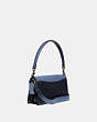 COACH®,TABBY SHOULDER BAG 26 IN COLORBLOCK WITH SNAKESKIN DETAIL,Leather,Medium,Pewter/Washed Chambray Multi,Angle View