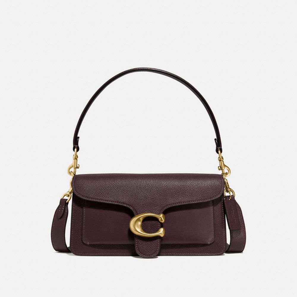 COACH®,TABBY SHOULDER BAG 26,Pebble Leather,Medium,Brass/Oxblood 2,Front View