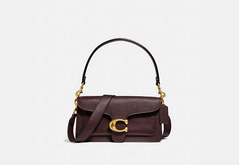 COACH®,TABBY SHOULDER BAG 26,Pebble Leather,Medium,Brass/Oxblood,Front View
