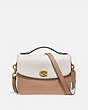COACH®,CASSIE CROSSBODY IN COLORBLOCK WITH SNAKESKIN DETAIL,Leather,Small,Brass/Chalk Multi,Front View