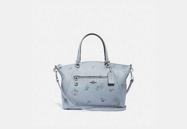 COACH®,PRAIRIE SATCHEL WITH MEADOW PRAIRIE PRINT,Leather,Silver/Mist,Front View