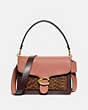 COACH®,TABBY SHOULDER BAG IN COLORBLOCK WITH SNAKESKIN DETAIL,Leather,Medium,Brass/Light Peach Multi,Front View