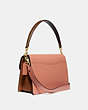 COACH®,TABBY SHOULDER BAG IN COLORBLOCK WITH SNAKESKIN DETAIL,Leather,Medium,Brass/Light Peach Multi,Angle View
