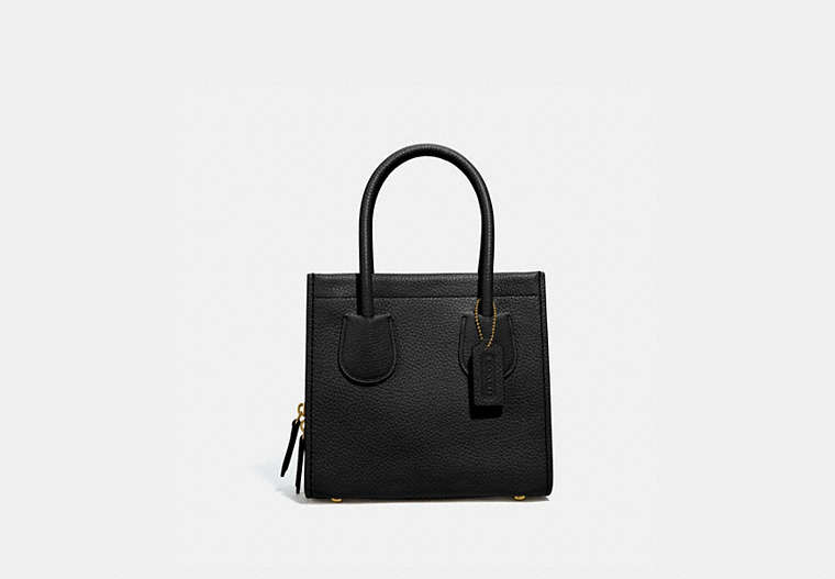 COACH®,CASHIN CARRY TOTE 22,Leather,Medium,Brass/Black,Front View