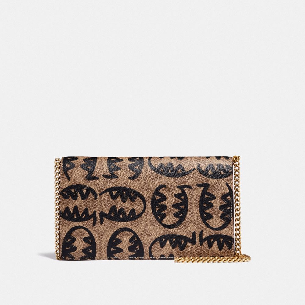 Callie Foldover Chain Clutch In Signature Canvas With Rexy By Guang Yu