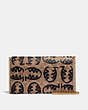 COACH®,CALLIE FOLDOVER CHAIN CLUTCH IN SIGNATURE CANVAS WITH REXY BY GUANG YU,pvc,Mini,Brass/Tan/Rust,Front View
