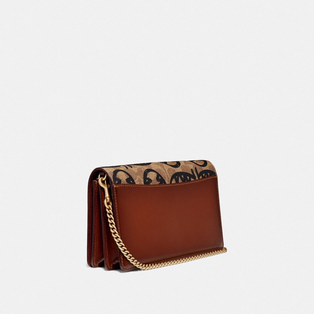 Callie Foldover Chain Clutch In Signature Canvas With Rexy By Guang Yu