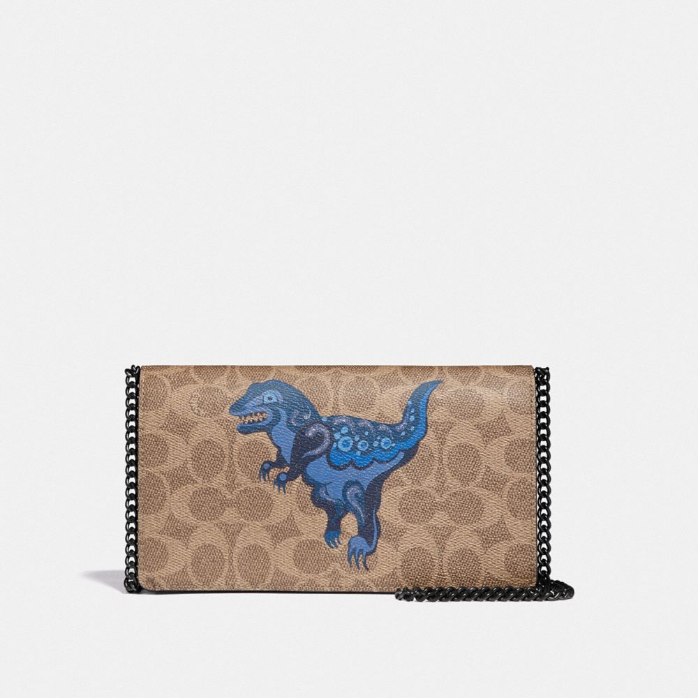 Callie foldover chain clutch in signature canvas with rexy by guang yu sale