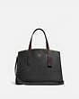 COACH®,CHARLIE CARRYALL WITH SCALLOP RIVETS,Pebble Leather,Brass/Black Multi,Front View