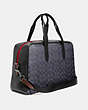 COACH®,METROPOLITAN SOFT CARRYALL IN SIGNATURE CANVAS WITH COACH PATCH,Coated Canvas,Black Copper/Charcoal,Angle View