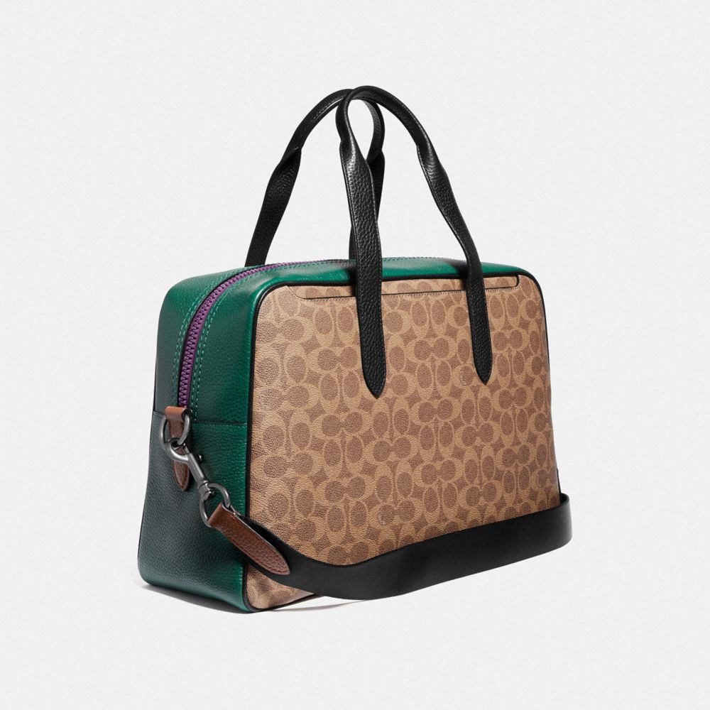 COACH®,Metropolitan Soft Carryall In Signature Canvas With Coach Patch,,Angle View