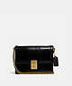 COACH®,HUTTON SHOULDER BAG IN SNAKESKIN,Leather,Small,Brass/Black,Front View