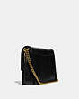 COACH®,HUTTON SHOULDER BAG IN SNAKESKIN,Leather,Small,Brass/Black,Angle View