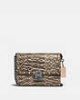COACH®,HUTTON SHOULDER BAG IN SNAKESKIN,Leather,Small,Pewter/Neutral,Front View