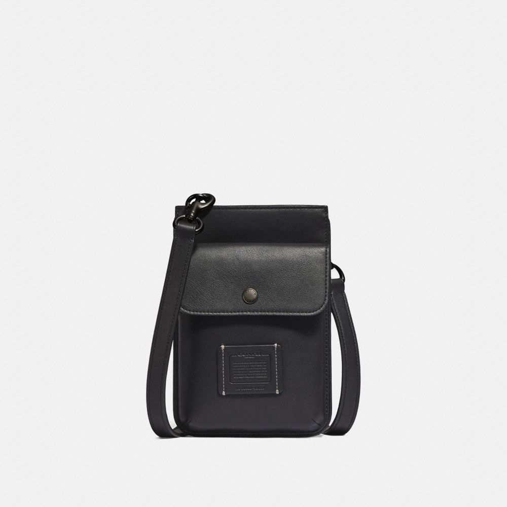 COACH®,HYBRID POUCH,Leather,Black,Front View