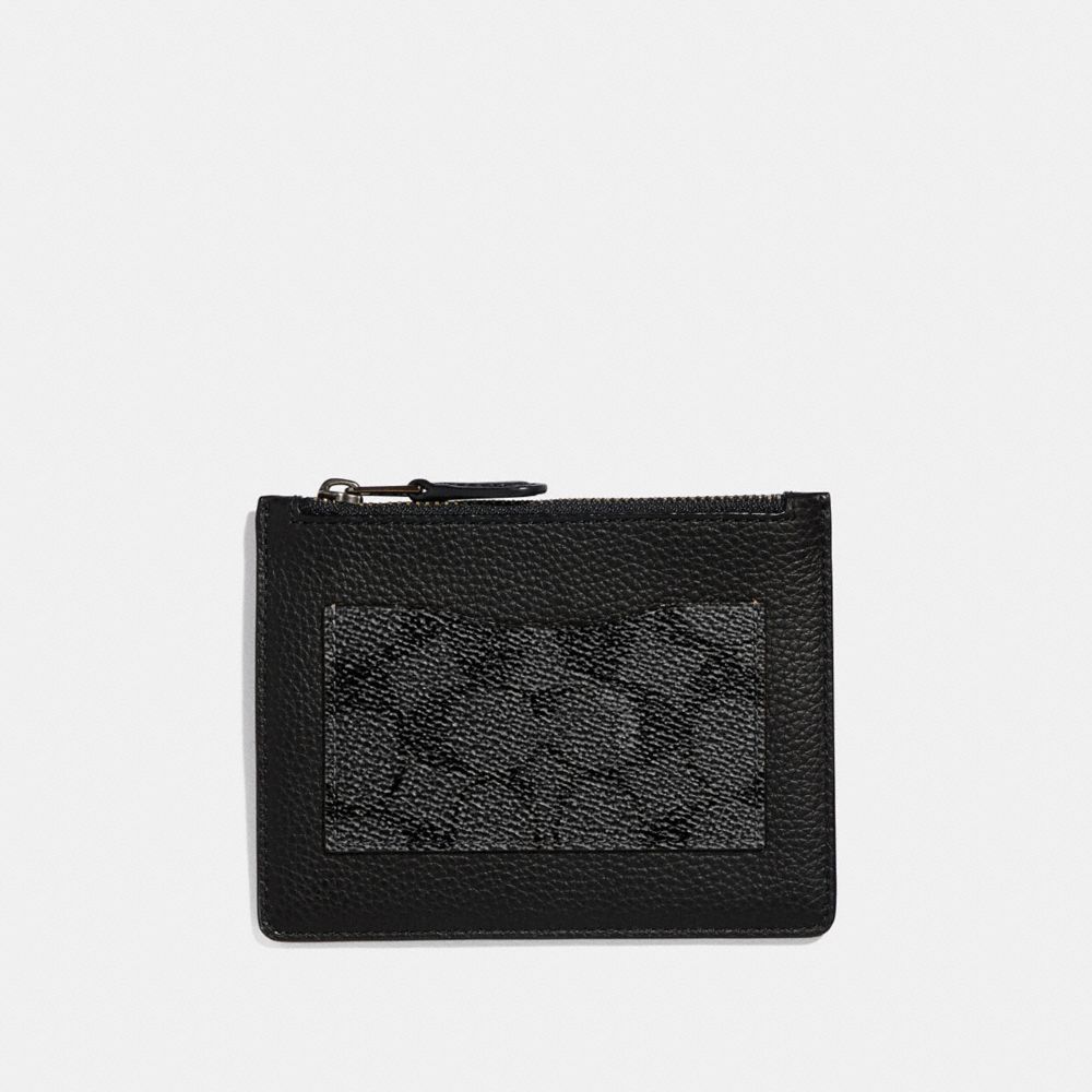 Coach Signature Canvas Blocking Card Case-Charcoal 73922 CHR