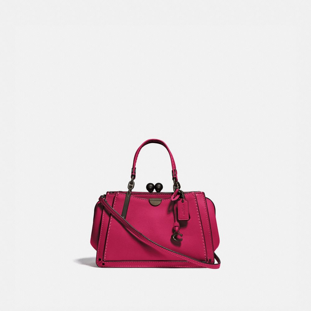 COACH®,KISSLOCK DREAMER 21,Leather,Medium,Brass/Bright Cherry,Front View