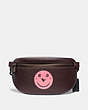 COACH®,BELT BAG WITH REXY BY YETI OUT,Leather,Pewter/Oxblood,Front View