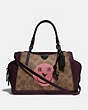 COACH®,DREAMER 21 IN SIGNATURE CANVAS WITH REXY BY YETI OUT,pvc,Pewter/Tan Oxblood,Front View