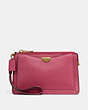 COACH®,DREAMER WRISTLET,Leather,Brass/Bright Cherry,Front View