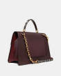 COACH®,PARKER TOP HANDLE 32 IN COLORBLOCK WITH SNAKESKIN DETAIL,Leather,Medium,Brass/Oxblood Multi,Angle View