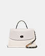 COACH®,PARKER TOP HANDLE 32 IN COLORBLOCK WITH SNAKESKIN DETAIL,Leather,Medium,Pewter/Chalk Multi,Front View