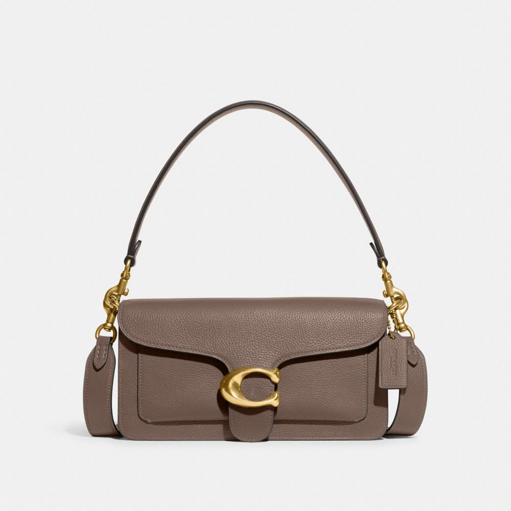 COACH®,TABBY SHOULDER BAG 26,Refined Pebble Leather,Medium,Brass/Dark Stone,Front View