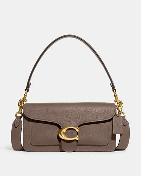 COACH®,TABBY SHOULDER BAG 26,Pebbled Leather,Medium,Brass/Dark Stone,Front View