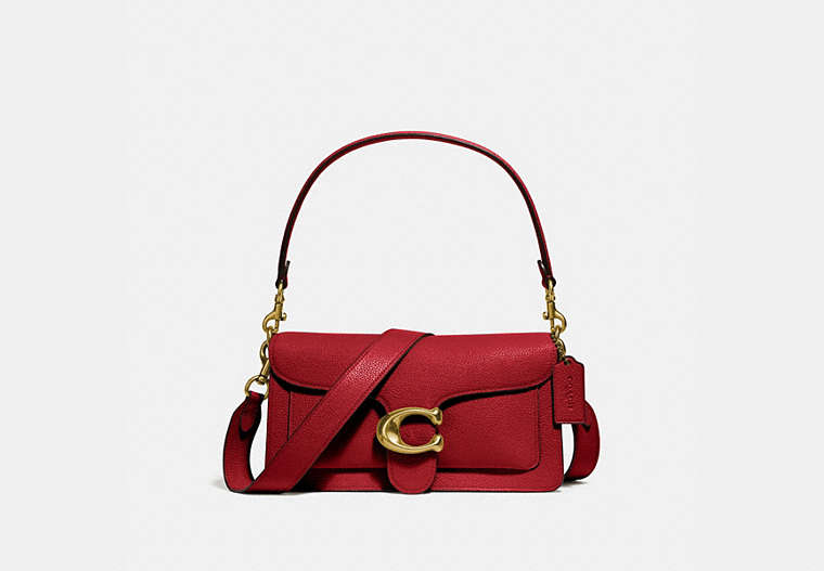 COACH®,TABBY SHOULDER BAG 26,Pebbled Leather,Medium,Brass/Red Apple,Front View
