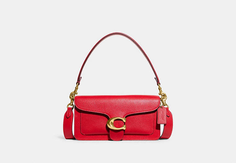 COACH®,TABBY SHOULDER BAG 26,Refined Pebble Leather,Medium,Brass/Bold Red,Front View