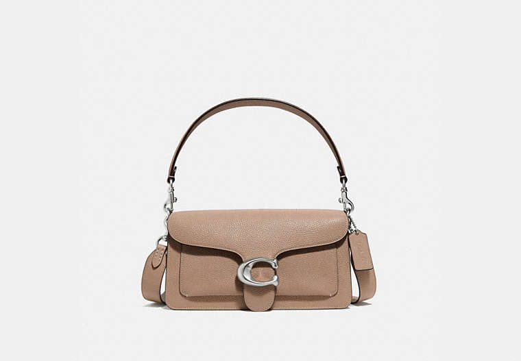 COACH®,TABBY SHOULDER BAG 26,Pebbled Leather,Medium,Light Antique Nickel/Taupe,Front View image number 0