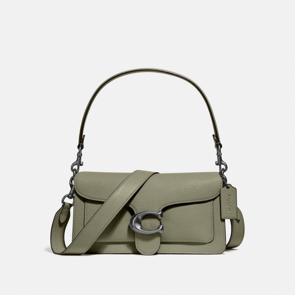 COACH®,TABBY SHOULDER BAG 26,Refined Pebble Leather,Medium,Pewter/Light Fern,Front View