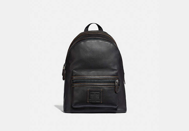 COACH®,ACADEMY BACKPACK,Leather,X-Large,Black Copper/Black,Front View